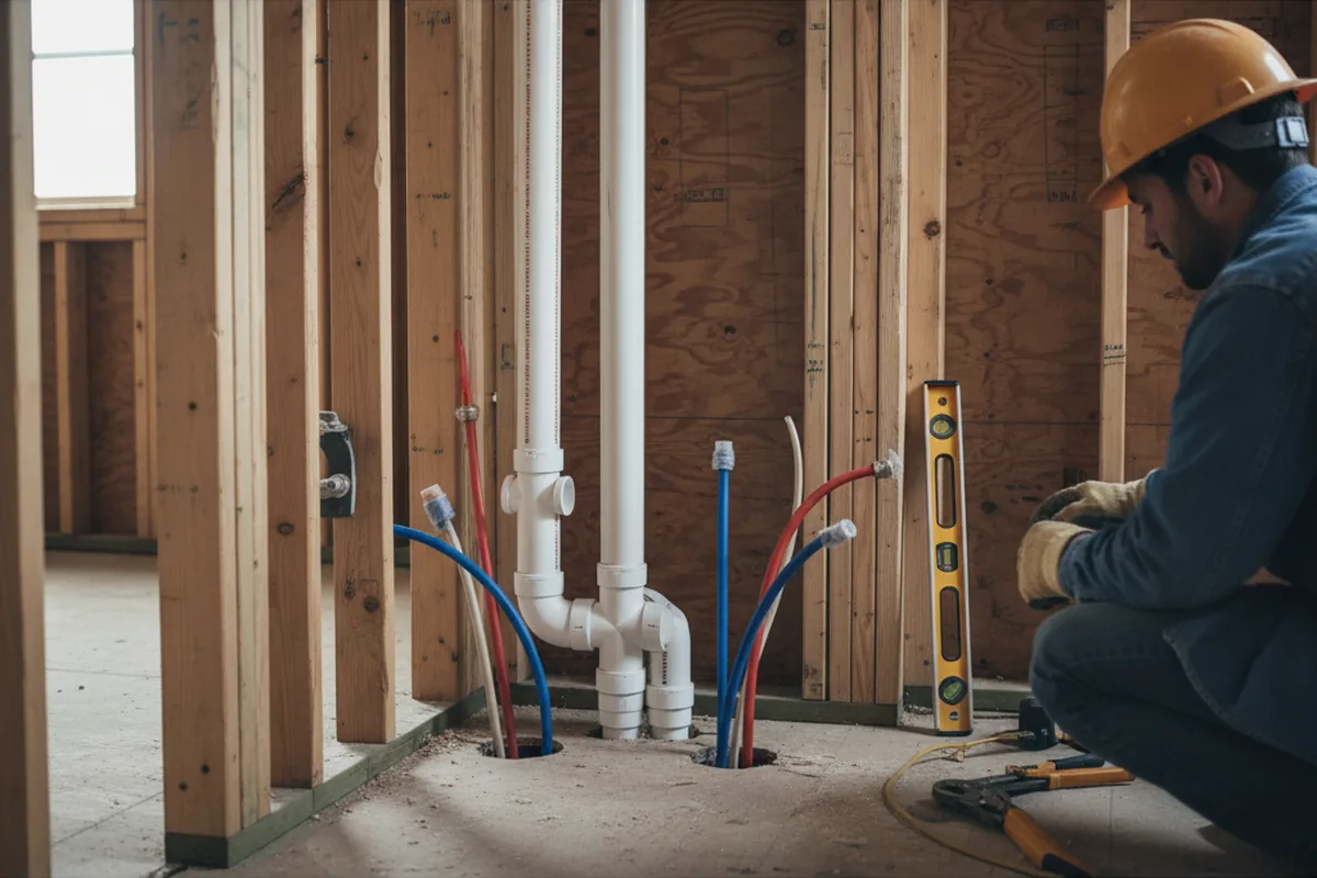 Drain and supply rough-in during Leak Detection in Queensbury