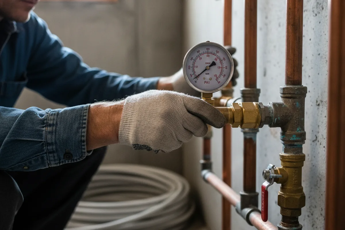 Pressure testing a repaired line during Water Line Repair in Queensbury
